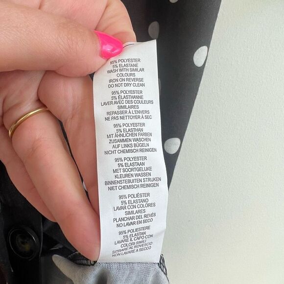 Nasty Gal Women's Polka Dots Plunging Button-Down Slit Dress Black/ White 4 NWT - Picture 9 of 10